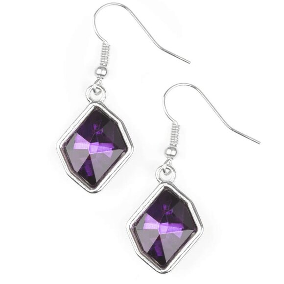 Paparazzi Jewelry Accessories - Glow It Up - Purple Earrings - Vintage - Picture 2 of 4